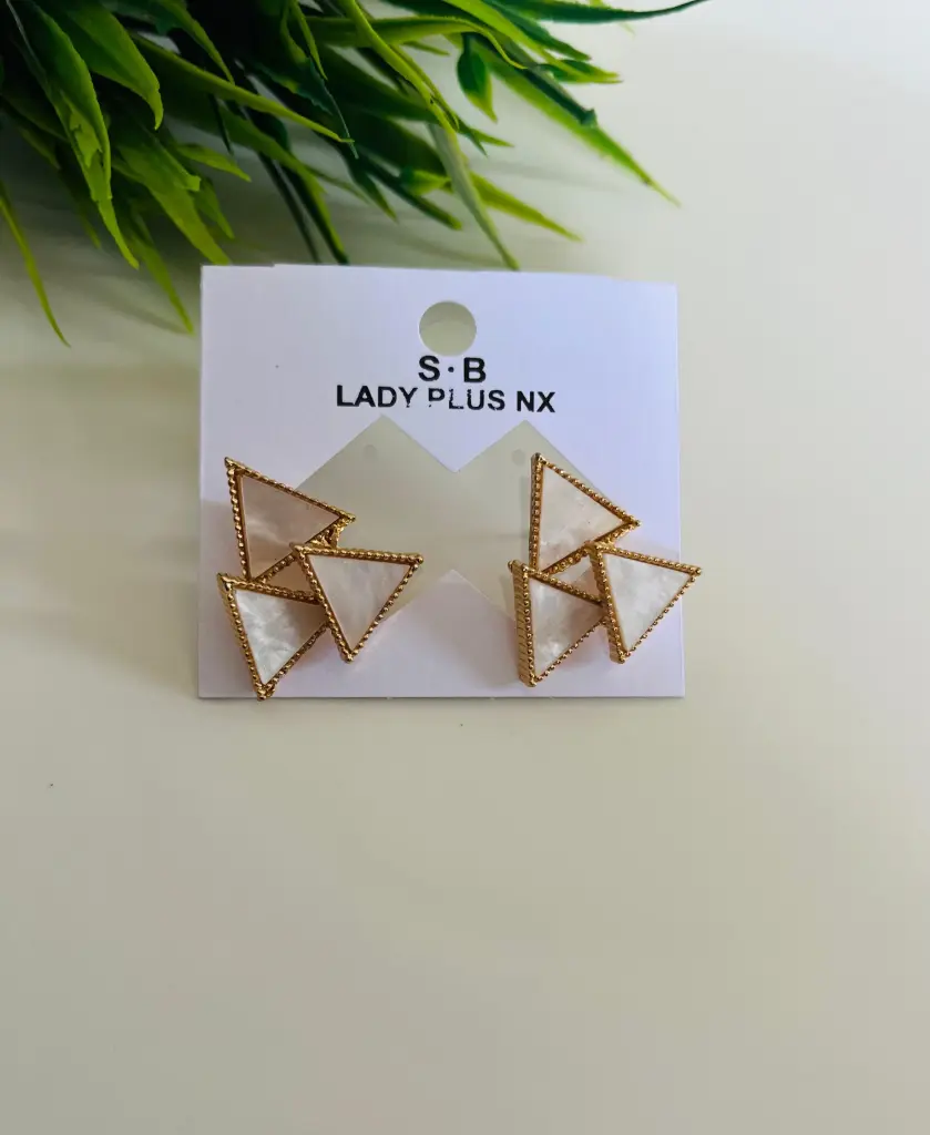 Gold Plated Triangle Stud Earrings For Women & Girls