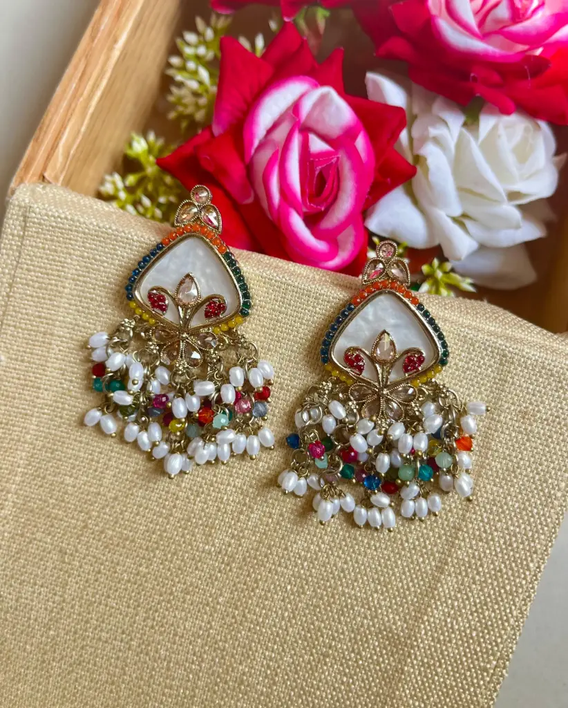 Multicolor Jhmkha with Pearl Drops Earrings For Women & Girls